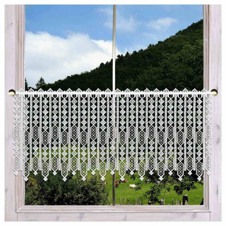 Scheibengardine Mileya moderne Plauener Spitze in weiß