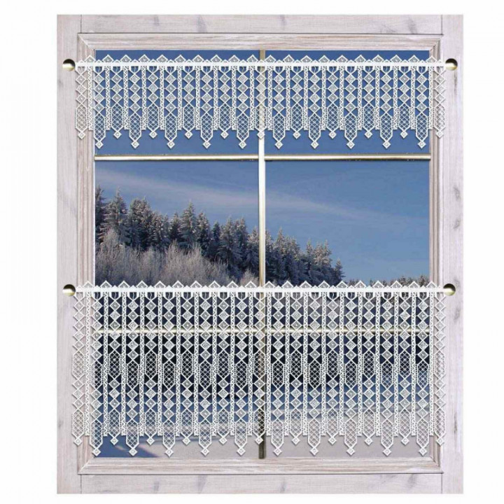 Scheibengardine Mileya moderne Plauener Spitze in weiß