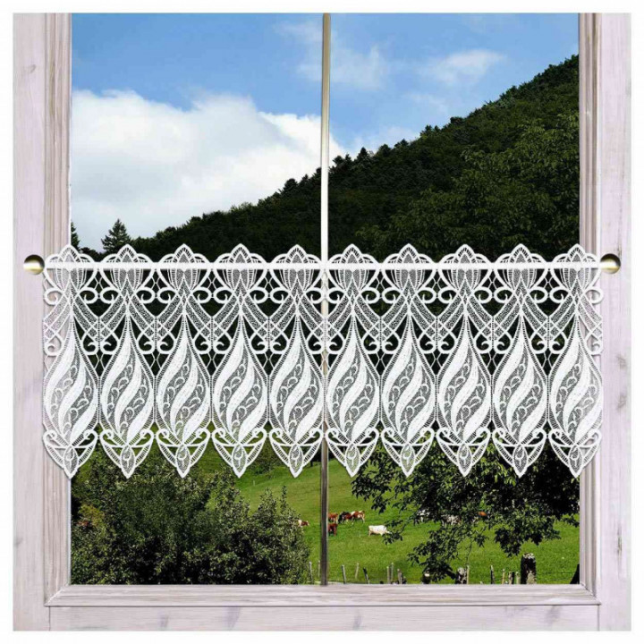 Scheibenhänger Loreta Plauener Spitze modern in weiß