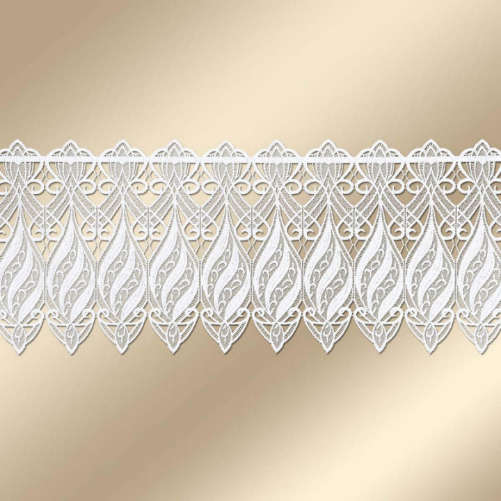 Scheibenhänger Loreta Plauener Spitze modern in weiß