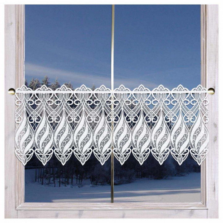 Scheibenhänger Loreta Plauener Spitze modern in weiß