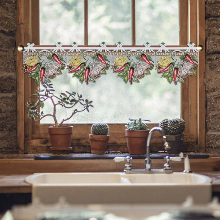 Feenhaus-Scheibengardine Gemüsegarten Echte Plauener Spitze