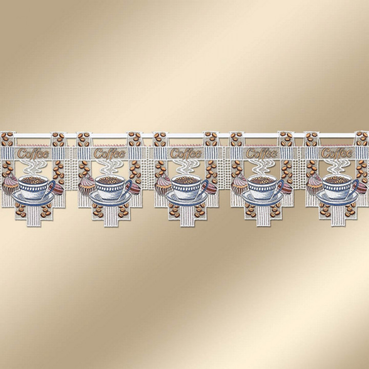 Feenhaus-Küchengardine Kaffeepause Echte Plauener Spitze