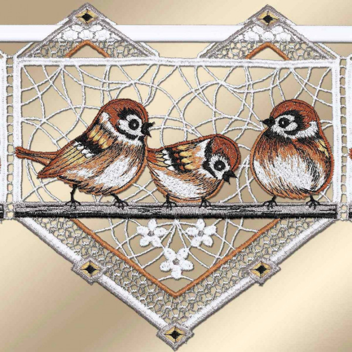 Feenhaus-Spitzengardine Spatzenkonzert Echte Plauener Spitze