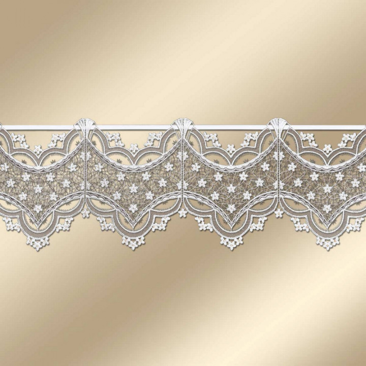 Feenhaus-Scheibengardine Blumenteppich Echte Plauener Spitze