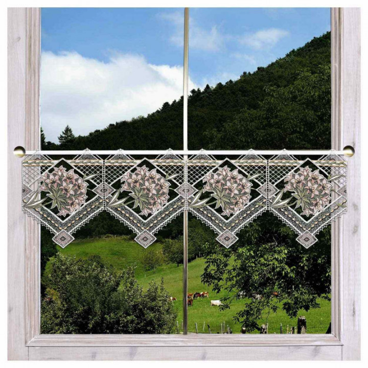 Feenhaus-Stangendeko Aurora Echte Plauener Spitze mit Blumen