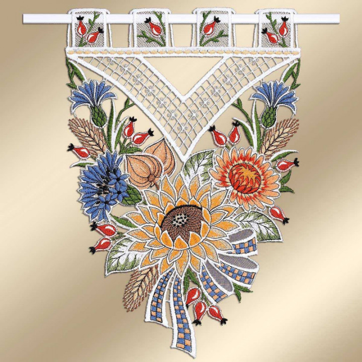 Scheibengardine Emica Spätsommertraum Plauener Spitze Landhaus Gardine