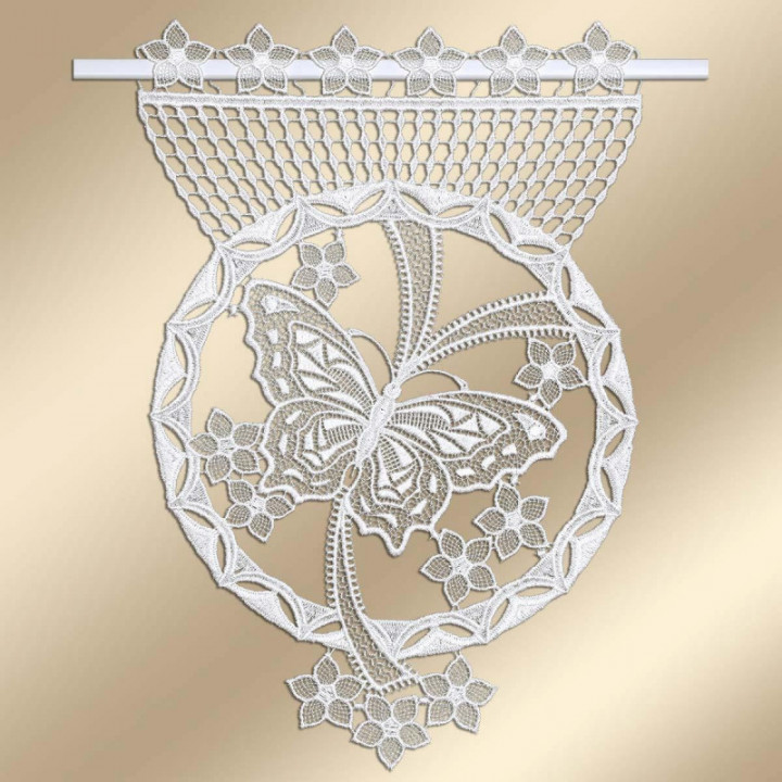 Scheibenhänger Blumenfalter Echte Plauener Spitze weiß