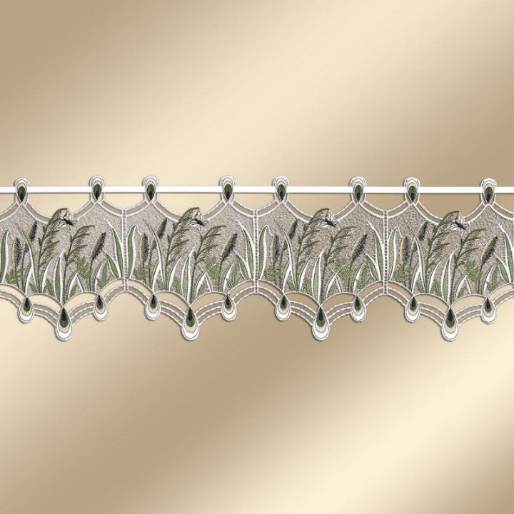 Feenhaus-Scheibengardine Gräser im Sommerwind Echte Plauener Spitze