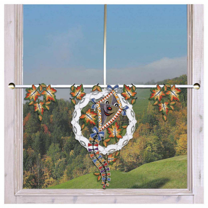 Mini-Scheibenhänger Blätter im Wind Echte Plauener Spitze 14 x 13 cm