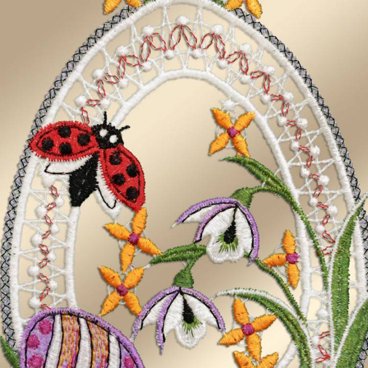 Fensterbild Ostertraum - vogtländische Spitze lila - 40x18 cm