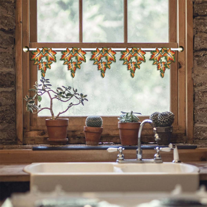 Mini-Scheibenhänger Blätter im Wind Echte Plauener Spitze 14 x 13 cm