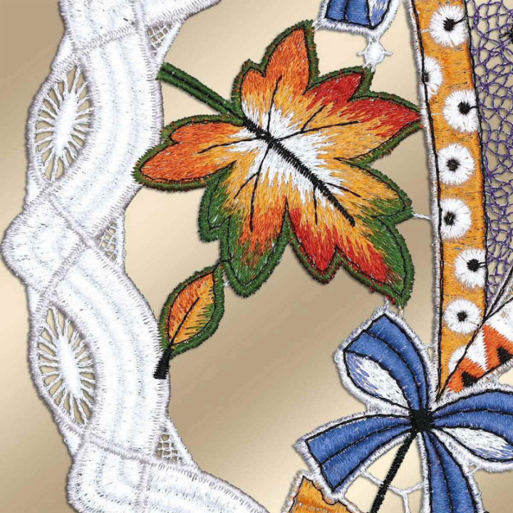 Scheibenhänger Fröhlicher Drachen im Herbstwind Echte Plauener Spitze