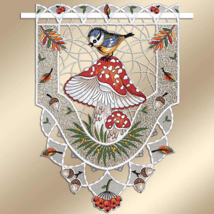 Scheibenhänger Herbstwald mit Fliegenpilz Echte Plauener Spitze