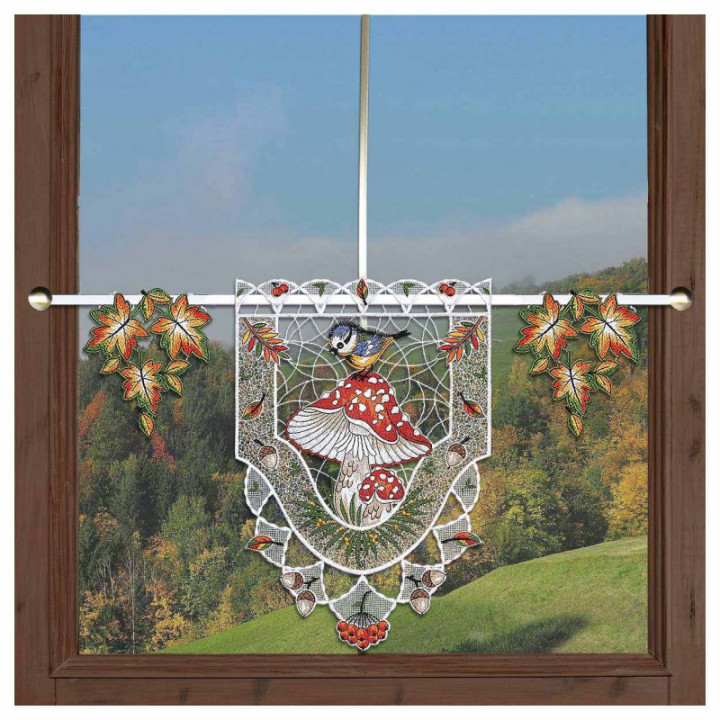 Scheibenhänger Herbstwald mit Fliegenpilz Echte Plauener Spitze