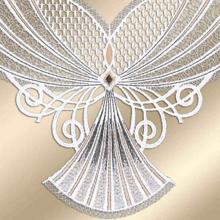 Scheibenhänger Aluna Echte Plauener Spitze moderne Fächerspitze