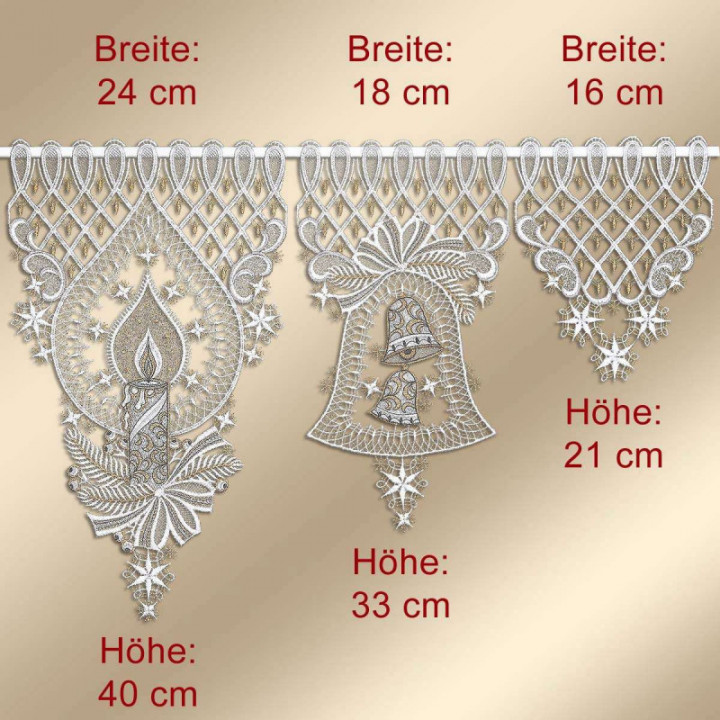 Scheibenhänger Deko-Set Weihnachtsträumerei Echte Plauener Spitze