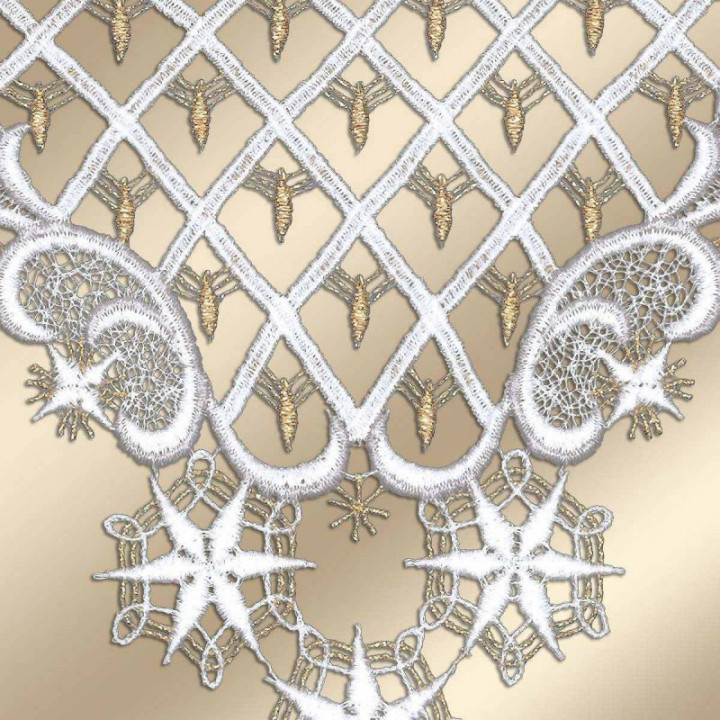 Scheibenhänger Weihnachtsträumerei mit Stern Echte Plauener Spitze