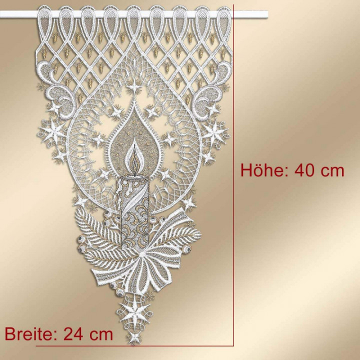 Scheibenhänger Weihnachtsträumerei mit Kerze Echte Plauener Spitze