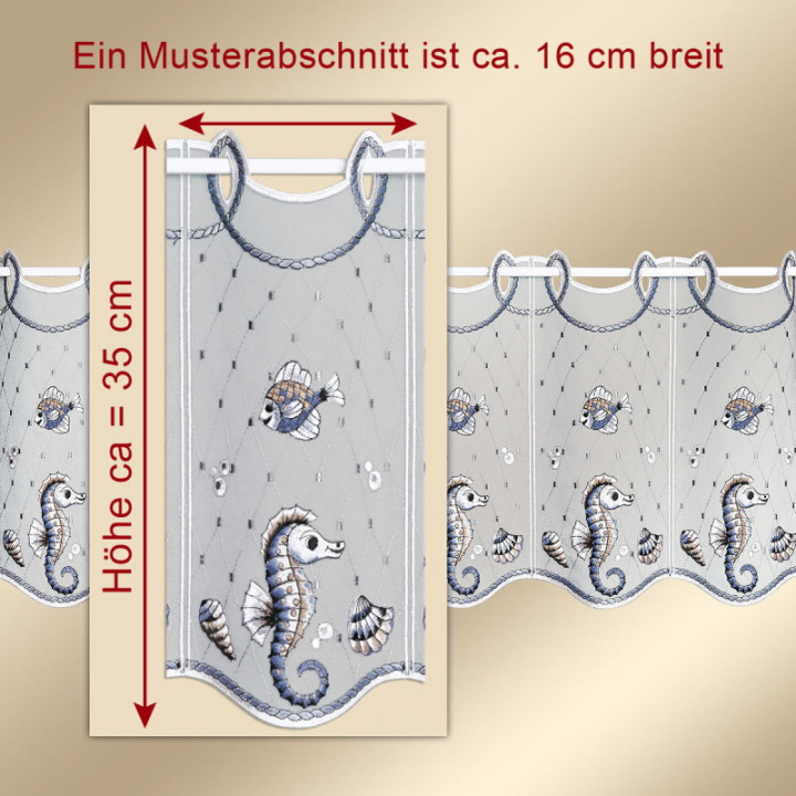 Zauberhafte Scheibengardine Meereszauber mit Seepferdchen und Fischen –  Maritimes Flair der Unterwasserwelt für Ihr Zuhause