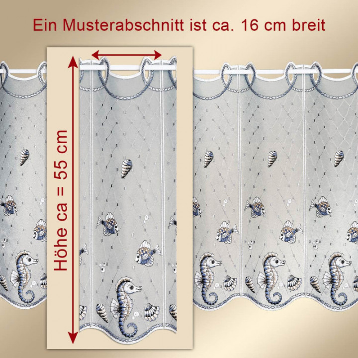 Zauberhafte Scheibengardine Meereszauber mit Seepferdchen und Fischen –  Maritimes Flair der Unterwasserwelt für Ihr Zuhause
