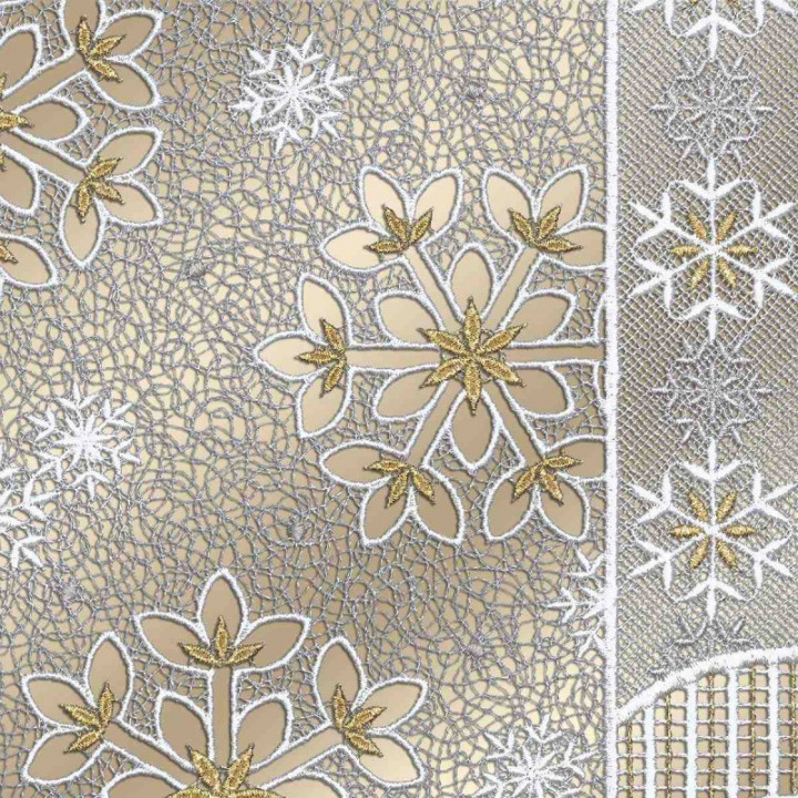 Winter-Scheibengardine Leise rieselt der Schnee Plauener Spitze Scheibenhänger