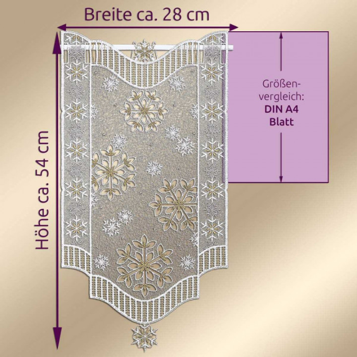 Winter-Scheibengardine Leise rieselt der Schnee Plauener Spitze Scheibenhänger