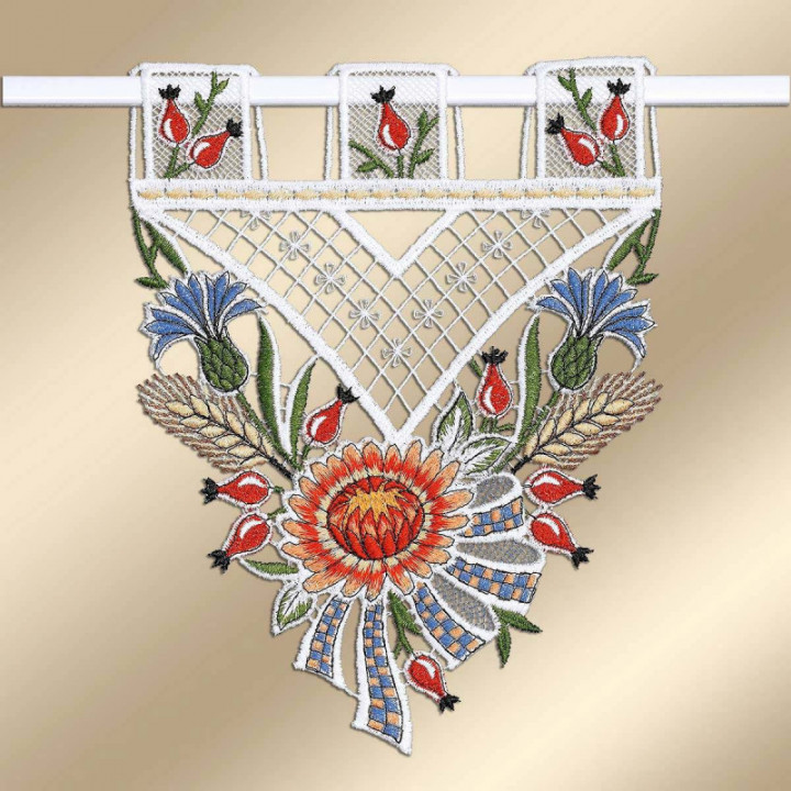 Scheibengardine Emica Spätsommertraum Plauener Spitze Landhaus Gardine