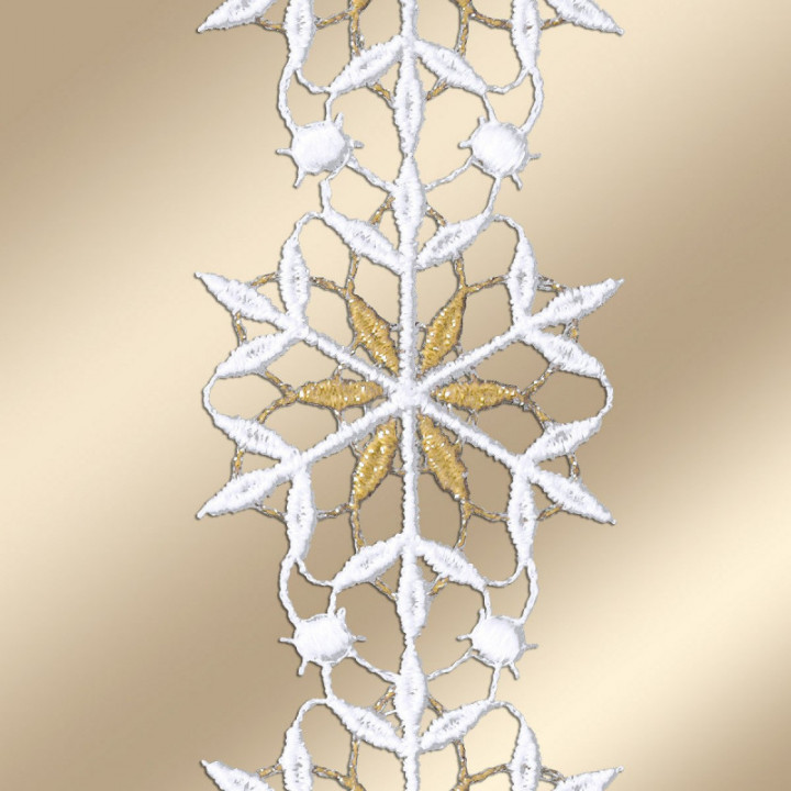 Girlande Leise rieselt der Schnee Plauener Spitze Fensterbehang