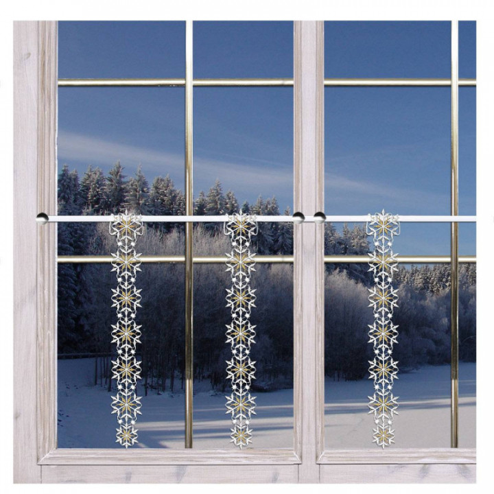 Girlande Leise rieselt der Schnee Plauener Spitze Fensterbehang