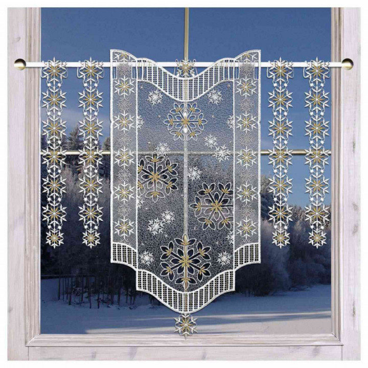 Girlande Leise rieselt der Schnee Plauener Spitze Fensterbehang