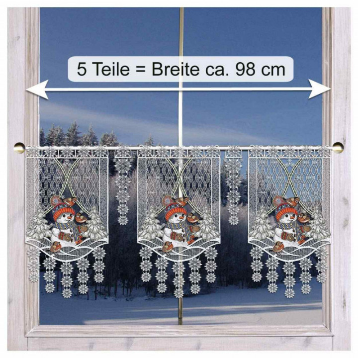 Scheibenhänger Fröhliche Winterzeit mit Schneemann Plauener Spitze