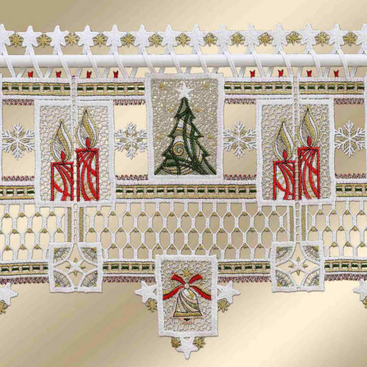 Weihnachts-Feenhausgardine Weihnachts-Ambiente Plauener Spitze Höhe 30 cm