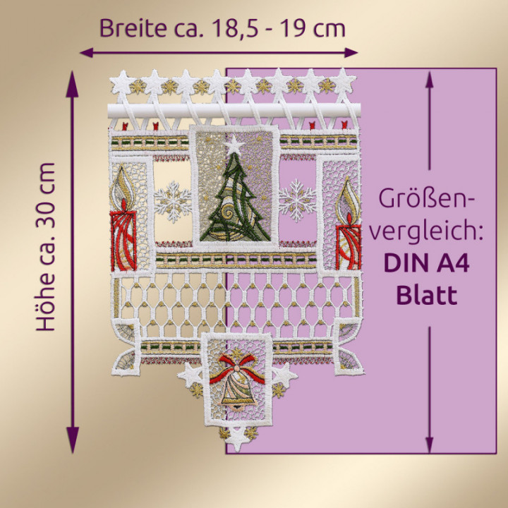 Weihnachts-Feenhausgardine Weihnachts-Ambiente Plauener Spitze Höhe 30 cm