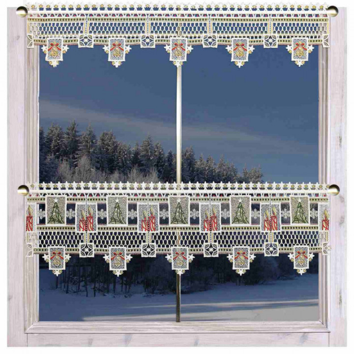Weihnachts-Feenhausgardine Weihnachts-Ambiente Plauener Spitze Höhe 30 cm