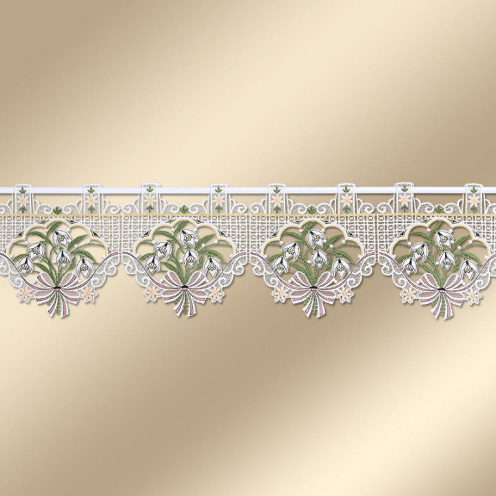 Schneeglöckchen Scheibengardine - Vogtländische Spitze - 20 cm