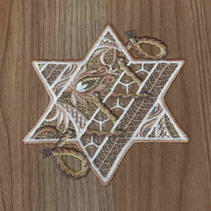 Tischdecke Sternentraum Plauener Spitze Weihnachts-Deckchen beige