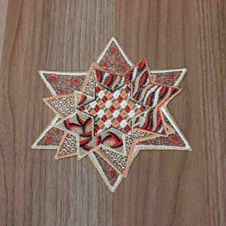 Tischdecke Sternenzauber Plauener Spitze Weihnachts-Deckchen rot