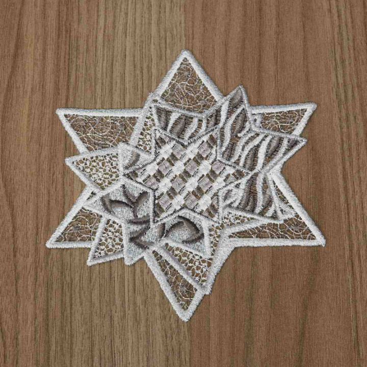 Tischdecke Sternenzauber Plauener Spitze Weihnachts-Deckchen grau