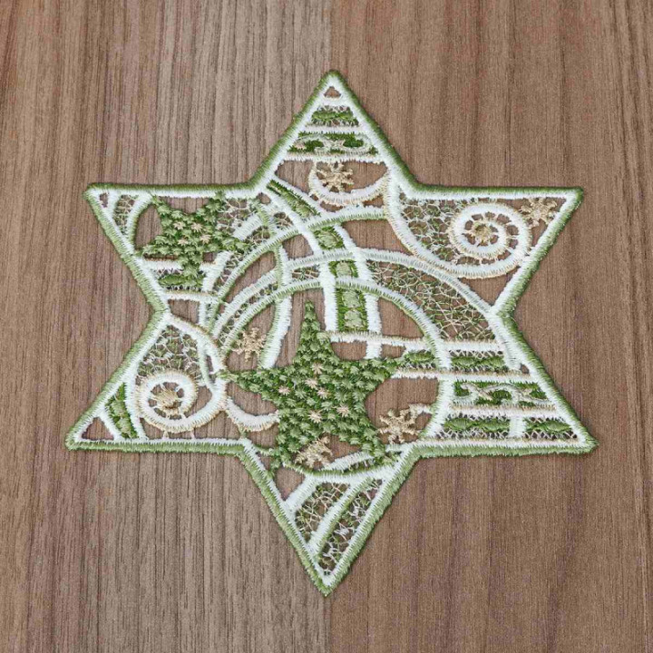 Tischdecke Sternenschweif Plauener Spitze Weihnachts-Deckchen grün