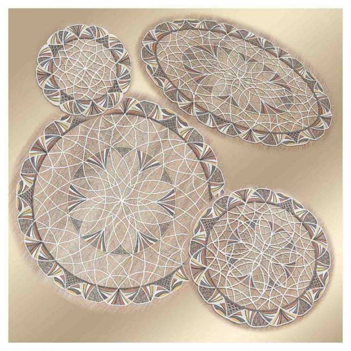 Deckchen Joline aus Echter Plauener Spitze moderne Tischdecke beige-braun