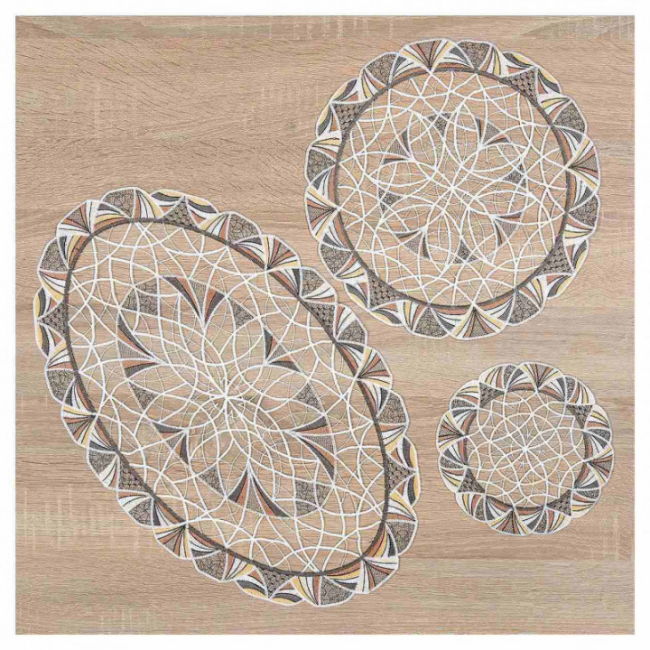 Deckchen Joline aus Echter Plauener Spitze moderne Tischdecke beige-braun