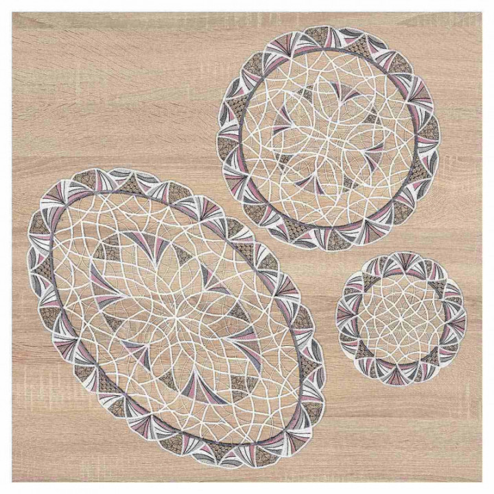 Deckchen Joline aus Echter Plauener Spitze moderne Tischdecke taupe-rosé