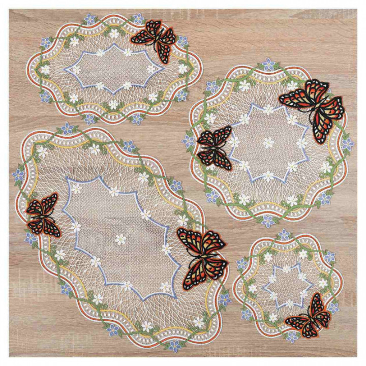 Deckchen Fiona Plauener Spitze Tischdecke Blüten und Schmetterlinge