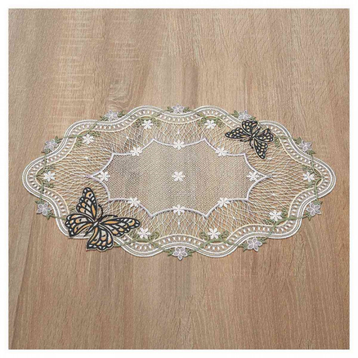 Deckchen Fiona Plauener Spitze Tischdecke Blüten und Schmetterlinge