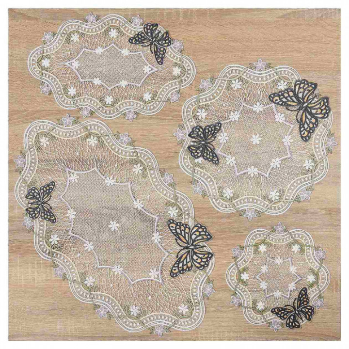 Deckchen Fiona Plauener Spitze Tischdecke Blüten und Schmetterlinge