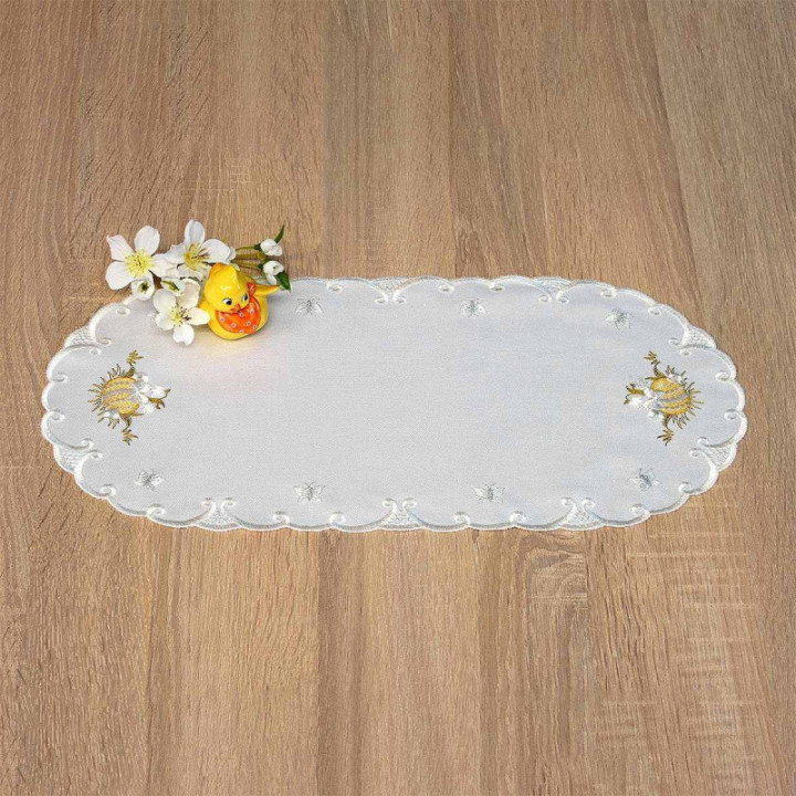 Bestickte Deckchen Osterüberraschung Echte Plauener Spitze Tischdecke