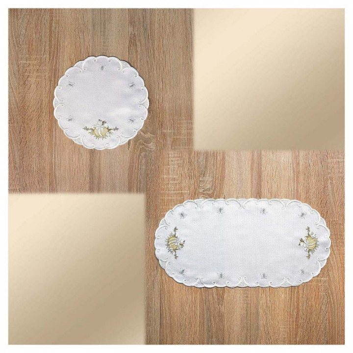 Bestickte Deckchen Osterüberraschung Echte Plauener Spitze Tischdecke