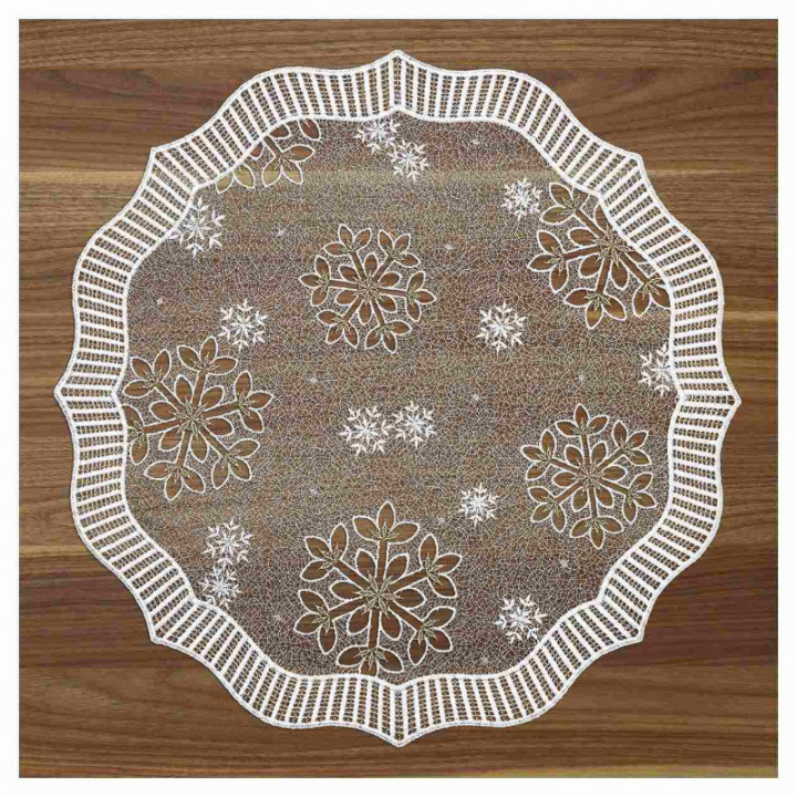 Tischdecke Leise rieselt der Schnee Plauener Spitze Deckchen Schneeflocken
