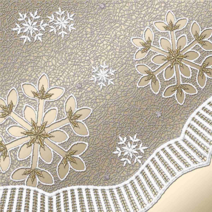 Tischdecke Leise rieselt der Schnee Plauener Spitze Deckchen Schneeflocken